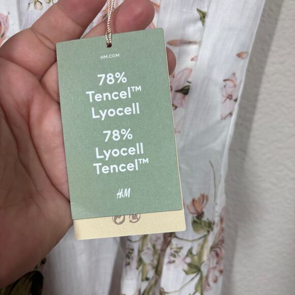 H&M Brock Collection XS Maxi Summer Dress White Floral Linen Blend Sleeveless - Picture 10 of 12